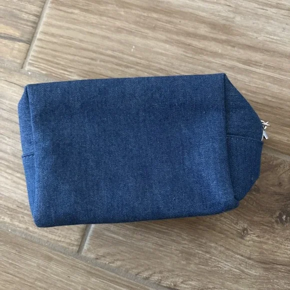 Christian Dior Denim Blue Cosmetic Makeup Zipper Bag Pouch Clutch - Picture 3 of 8